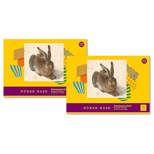 Edition Dürer Buntpapierheft 172 x 247 mm 12 Blatt 82 g/m² gummiert 12 Farben sortiert, 2 Stück