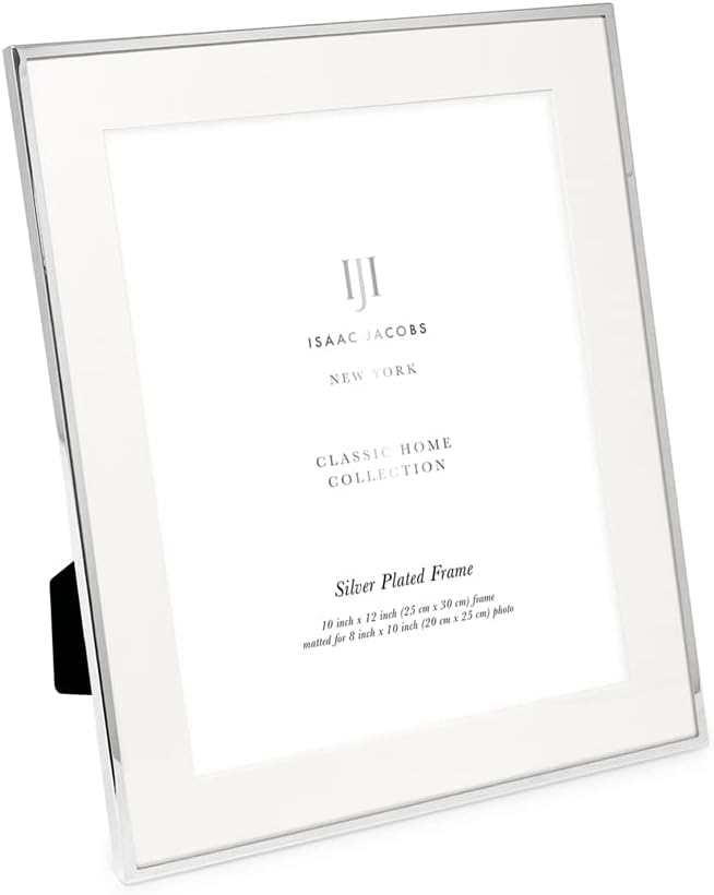 Isaac Jacobs 10x12 (Matted 8x10) Silver Metal Picture Frame, Classic Metal Photo Frame Made For Tabletop & Hanging Display, Photo Gallery and Wall Art (10x12 (Matted 8x10), Silver)