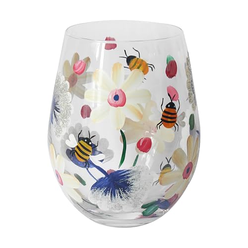 Lesser & Pavey Busy Bee Stemless Glass Lynsey Johnstone for Home & Restaurants | Stylish Stemless Glasses for Drinks | Lovely Tableware Stemless Drinking Glasses Gifts for Women & Men