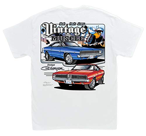 Dodge Charger Vintage Muscle White T-Shirt:: XXL - R/T HEMI Scat Pack 1968 1969 Dodge Charger Vintage Muscle White T-Shirt:: XXL - R/T HEMI Scat Pack 1968 1969