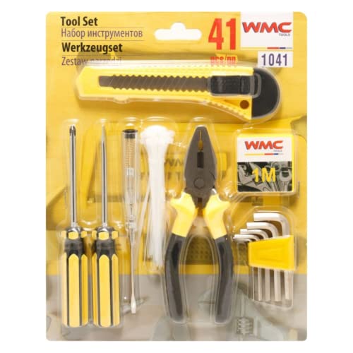 Image of WMC Tool Set 41 Pieces Screwdriver Pliers, Combination Tools, Allen Key, Knife, Tape Measure