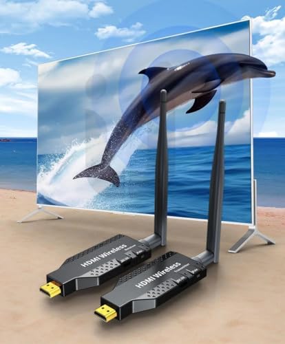 Image of Wireless HDMI Transmitter and Receiver, 50 Meter 165ft Range, Plug and Play, Support 2.4 /5GHz 1080P Streaming Audio Video from Laptops, PC etc (HDMI Wireless Plug and Play 50 m Long Range RX-TX)