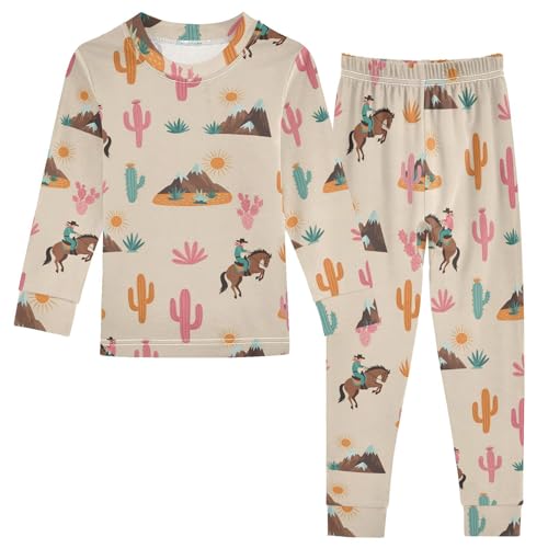 Pajama Sets Long Sleeve Desert Landscape with Cacti Soft Comfy Sleepwear 2 Piece PJS 3-8T