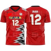 Japanese Japan Volleyball Jersey, National Team Design, #12 Ran, Red V-Neck