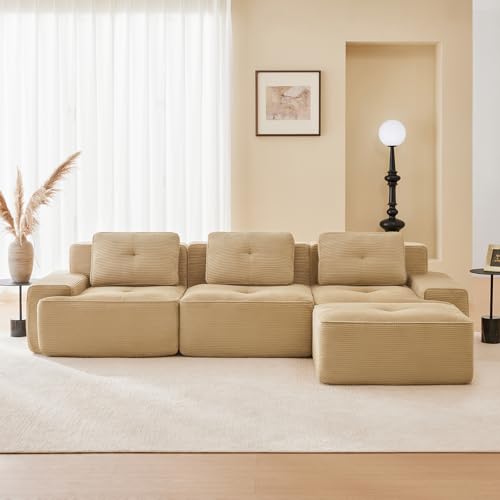 Image of Corduroy Modular Sectional Sofa, Oversized Cloud Couches for Living Room