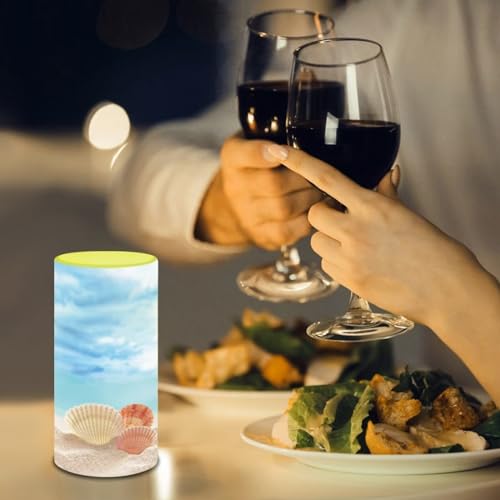 Image of Flameless Led Candle Auto-Moving Wick Votive Tealights Realistic Pillar Candle with Remote 4H 8H Timer Color Changing for Coastal Home Wedding Decoration, Beach Seashell Blue