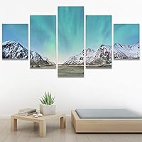 SIGNWIN 5 Panel Canvas Wall Art Astronomy & Space Contemporary Cosmic Dramatic Green Group Photography Realism Ultra for Home Decorations Ready to Hang - 60