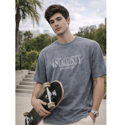 Image of THE MEN THING Still Form Box TEE Oversized T-Shirt - Charcoal Ash