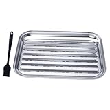 HANABASS 1 Satz Grillplatte Grillschale Teller Zum Servieren Von Speisen Backformen Grilltablett Edelstahlplatten Tragbare Backform Grillzubereitungsbleche Rostfreier Stahl