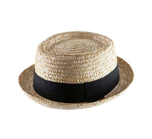 Classic Italy - Chapeau Porkpie Paille Homme ou Femme Classic Porkpie Straw - Taille 64 cm - Paille-Naturel