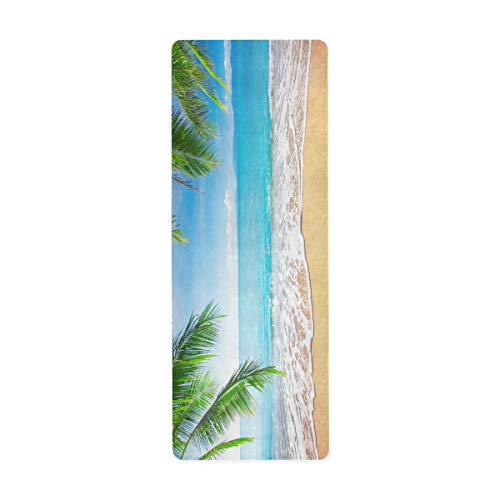 ALAZA Starfish and Seashells in The Sand at Beach Yoga Mat Non Slip Fitness Exercise Mat, Workout Mat for Yoga, Pilates and Floor Exercises