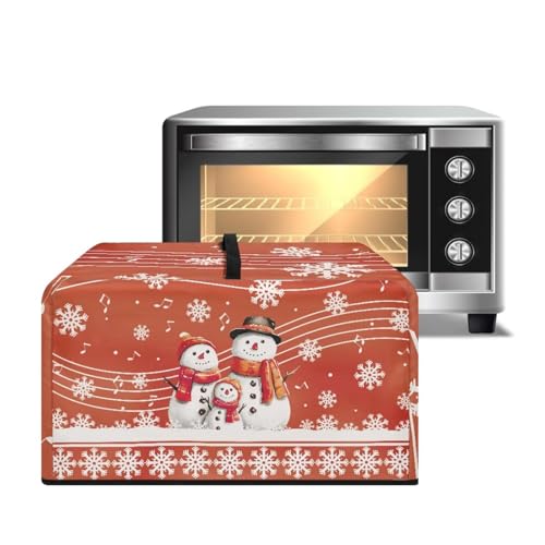 Image of Microwave Oven Cover Christmas Appliance Protector Air Fryer Toaster Oven Cover Kitchen Baking Accessories, L, 20.9 x 15.7 x 12.4 Inches, Snowman Musical Note Snowflake Red