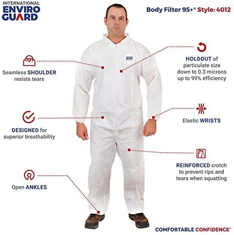 Miniatura 3 de trajes desechables de bata (blanco)  Material fresco transpirable - Traje de cuerpo protector profesional