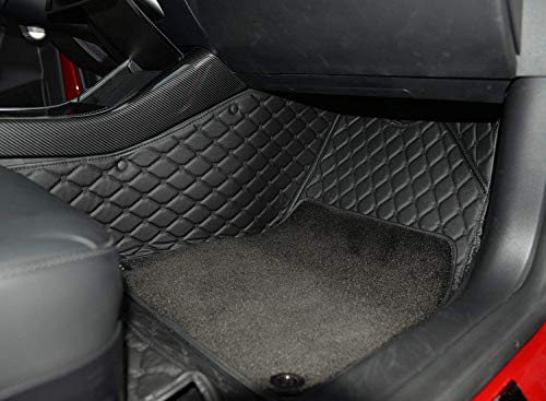 ThinSGO Tesla Model 3 All-Wealther Floor Mat Waterproof Full Covered PU Leather Vehicle Floor Carpet (Floor Mat Black)