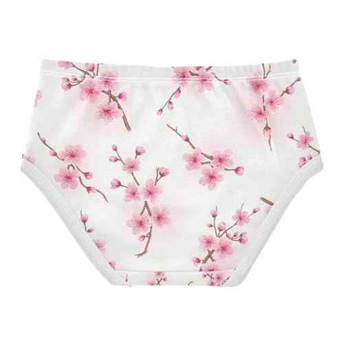 Girl Panties, Cherry Blossom Flowers Toddler Girl Panties, Girls Underwear Cotton, 2T–8 Years2