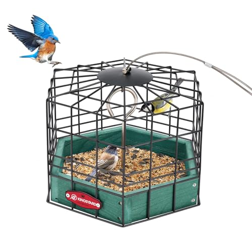 Kingsyard Squirrel Proof Platform Bird Feeders for...