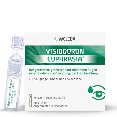 WELEDA Visiodoron Euphrasia - Augentropfen mit Euphrasia gegen Bindehautentzündung & rote Augen - Auch bei Allergien - Für Kontaktlinsen geeignet - Für Erwachsene Kinder & Säuglinge - 20x 0 4ml