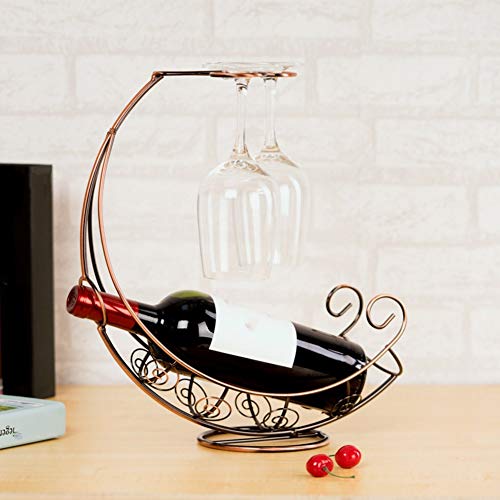 Soporte para botellas de vino metálico rústico para encimera miniatura 1