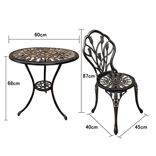 ガーデンテーブルセット ガーデン3点セット アルミ鋳物ガーデンテーブル3点セット ガーデンテーブル1台+ガーデンチェア2脚 ガーデン用テーブルとイス ガーデンファニチャー チューリップデザイン 防水 ガーデンチェア アウトドア 庭 バルコニー テラス 軽量 簡単な組み立(白) 5枚目