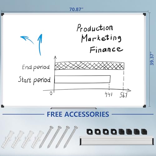 Image of XBoard Magnetic Dry Erase Board 72 inch x 40 inch Wall Mounted, Large Whiteboard with Marker Tray, Aluminum Frame Large Dry Erase Board for Office, Conference Room, School
