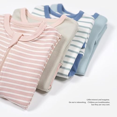 Teach Leanbh Toddler Baby Boys Girls 2-Pack Pajamas Cotton 2 Way Zipper Long Sleeve Footless Romper Sleep and Play4