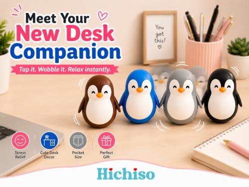 Image of Roly Poly Penguin Wobbler | Cute Self-Righting Penguin Desk Toy | Stress Relief Fidget Toy | Mini Penguin Collectible | Office Desk Decor & Gift (Emperor Black, 1 pc)