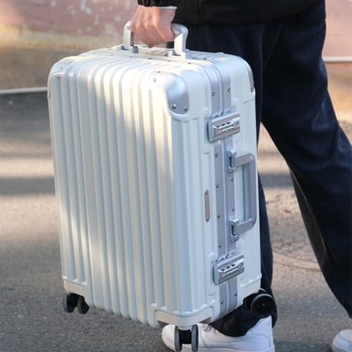 Aluminum Frame Suitcase Trolley Suitcase Password Suitcase Cabin Suitcase Travel Suitcase(Grey,28in)2