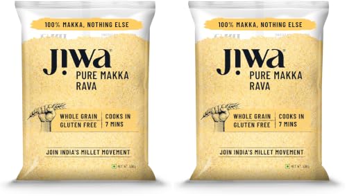 Image of Jiwa Pure Makka Rava | 500 G | Cooks In 7 Minutes | Wholegrain | Broken Corn /Makki Rava | Gluten Free (Pack of 2)