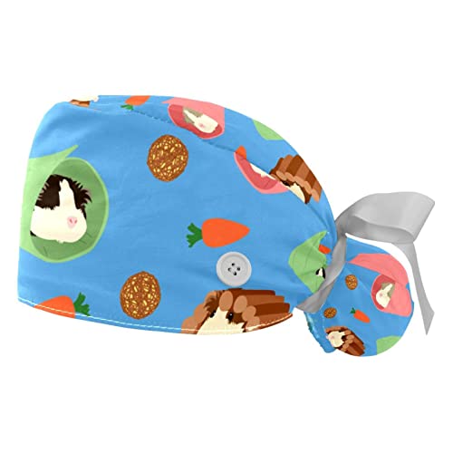 Casquettes de travail ajustables cochon d'inde calot chirurgical fantaisie lavable cuisine