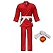 ULTIMATE FIGHT GEAR Light Weight Karate Uniform Gi - Kids Adults Unisex Belt Included (Red, 000)