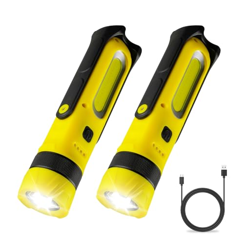 Napatyre LED Rechargeable Work Light with Magnetic Base, 1800mAh Magnetic Flashlight with 300° Rotation, 3 Modes Portable Mechanic Light for Car Repair Camping Emergency (2 Pack)