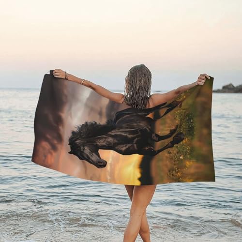 Toalla de Playa Black Horse Sandproof de Secado Rápido, Sobredimensionada, de Microfibra para Niños y Adultos 31.5 x 63 Pulgadas miniatura 2