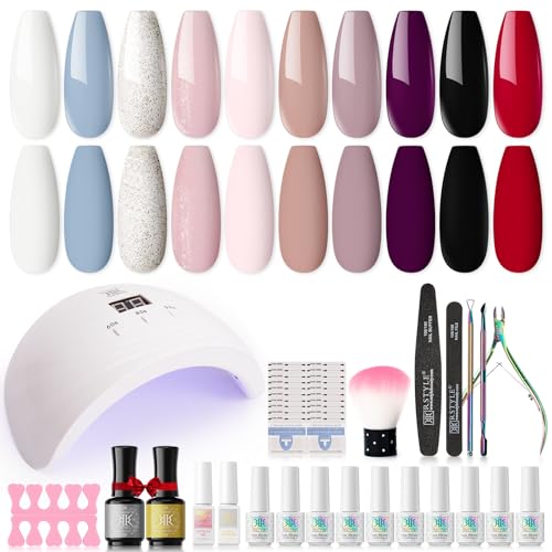 RSTYLE Shellack Set mit Lampe 48W, Nagelset Gelnägel 12 Farben Komplett Gel UV Nagellack Set mit...