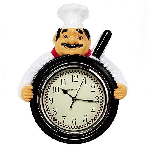 fat chef kitchen clock - Park Madison 11 Inch Chef Quality Quartz Battery Operated 3 Dimensional Easy to Read Kitchen Dinning Hall Restaurant Café 13767 13767