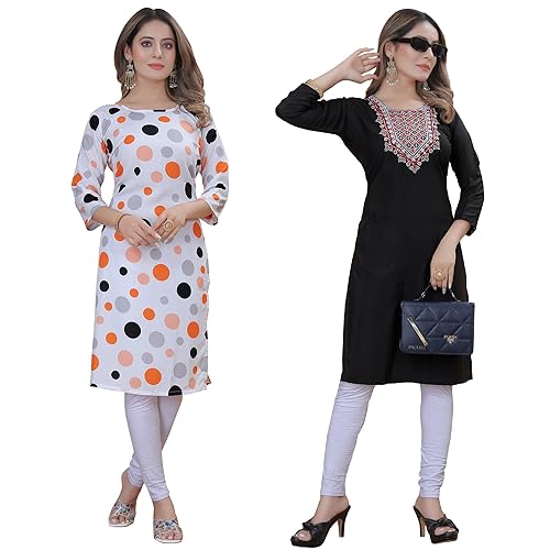 Image of Women's Multicolor Fancy Crepe Kurta (Pack of 2)||Kurta for Women