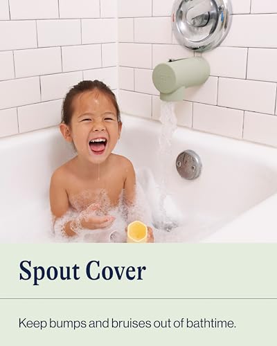 Image of Lalo Spout Cover - BPA-Free Silicone Bath Spout Safety Cover for Babies & Toddler, Fits Most Faucets, Soft & Durable Silicone Bathtub Faucet Cover, Easy to Clean - Grey