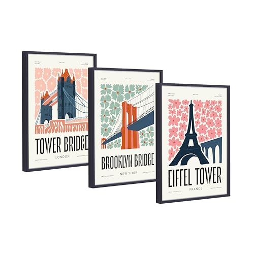 CILFFVI 12"x16" Framed Canvas Prints – Set of 3 Travel