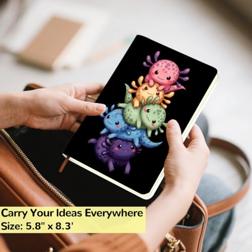 Notebook Axolotl Mignon A5 Ligné de 200 Pages avec Couverture Cuir