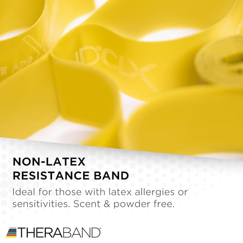 THERABAND CLX Resistance Band with Loops, 5-Foot Band, Yellow, Light, Non-Latex, Elastic Band for Exercise, Mobility & Rehab, Stretching, Home Workouts, Color-Coded for Easy Resistance Levels