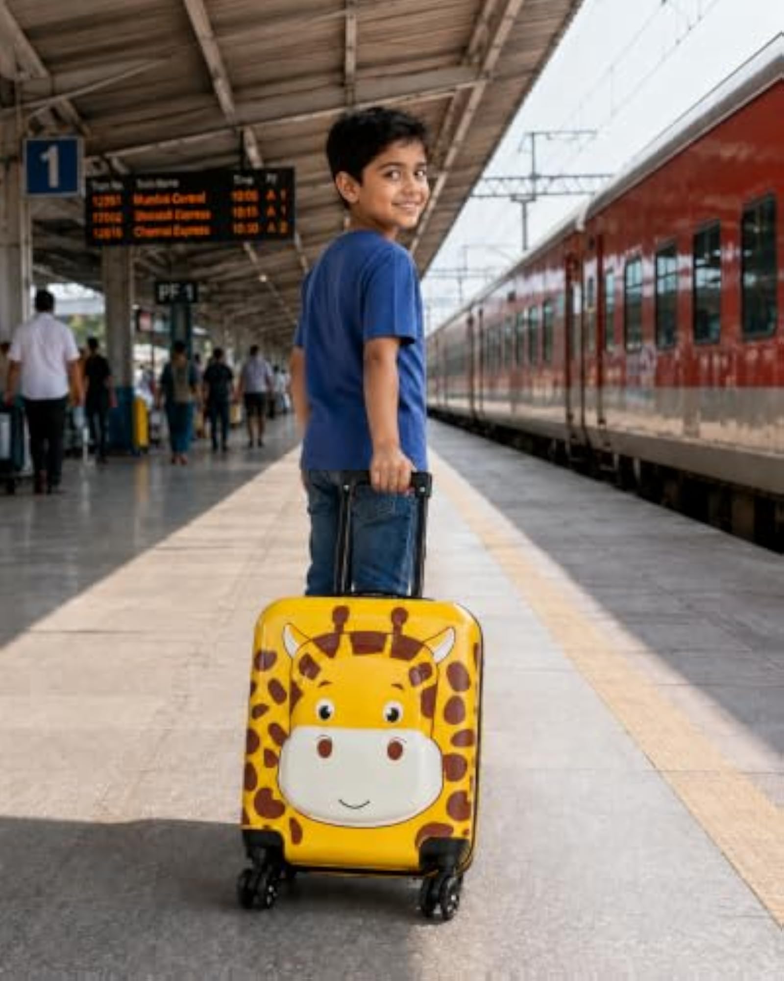 Kids Carry On Luggage with Wheels, 18-inch Hard Shell Suitcase
