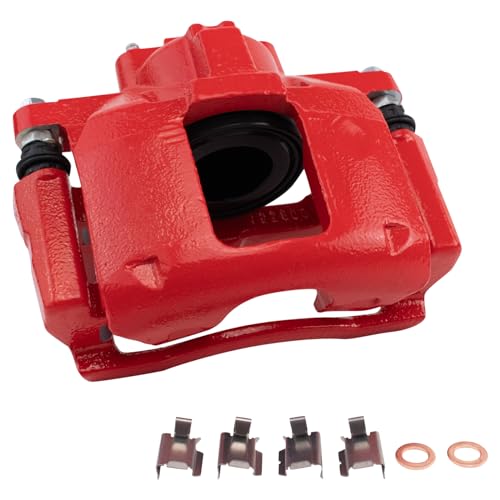 Image of TRQ Front Right Brake Caliper w /Bracket Performance Red Passenger Side