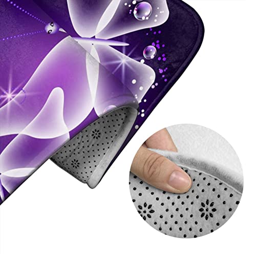 DIRYKILP Badematte + Konturmatte + Toilettendeckelbezug, lila Schmetterling 3 Stück Badematte Set, mit rutschfester Klebeunterseite – Bild 6