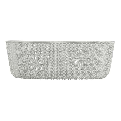 Image of Kuber Industries 2 Pcs Plastic Large Fruit Basket for Dining Table | Snacks, Groceries and Vegetable Basket for Kitchen Storage | Iceland Design - Grey