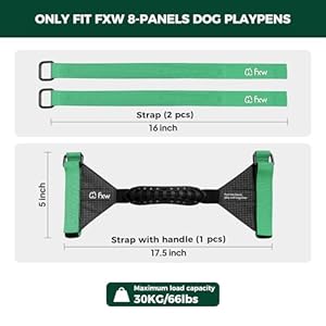   FXW-Easy-Carry-Straps-Fit-8-Panel-of-All-Heights-Dog-Playpen-Designed-for-RV-Trips-GreenPatent-Pending