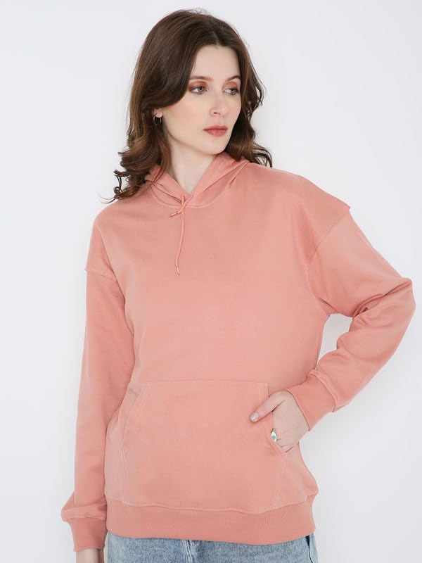 Image of BE SAVAGE Women's Solid Full Sleeves Cotton Hoodie