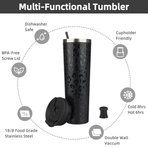 Image of BJPKPK 34oz Coffee Tumbler with Straw, Insulated Stainless Steel Cup