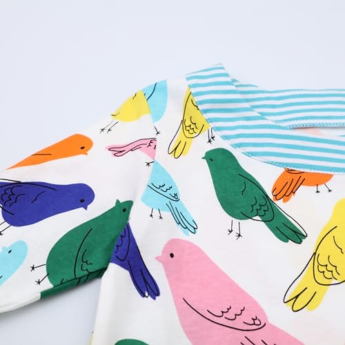 Image of HILEELANG Girl Winter Casual Dress Christmas Long Sleeve Cotton Cartoon Applique Strip Shirt Party Outfit Dresses