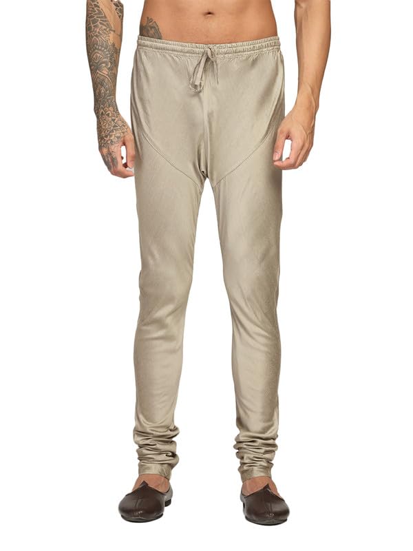 kisah Men's Churidar, Grey Solid Cotton Blend-picture-17