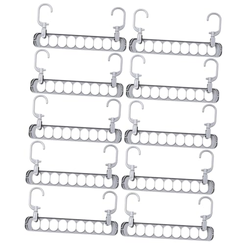 MALUGOGO 10 perchas multifuncionales para ropa, organizador de ropa que ahorra espacio, estante de almacenamiento para el armario del hogar, color gris, multipuerto, secado de abrigos y soporte para