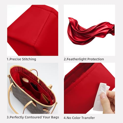 Image of DGAZ Purse Organizer Insert Fits Neverfullbag BB /PM /MM /GM,Silk Bag Organizer,Luxury Handbag & Tote Shaper(Rouge moyen,PM)